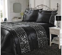 Goldstar® Crystal Shimmer Diamante Sequins Sparkle Duvet Quilt Cover Bedding Set, Single, Black