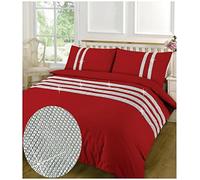 Goldstar Dia Diamante Lace Egyptian Cotton Duvet Cover Bedding Set, Super King, Red