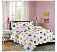 Goldstar® Ikons Smiley Faces Quilt Cover Bed Linen Duvet Cover Bedding Set with Pillow Case (Single, Ikons White)