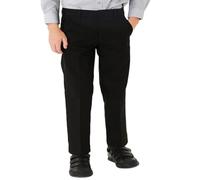 Goldstar Junior Boys Plus Size School Trouser Sturdy Fit Big Waist Half Elasticated 8-9 Years, Black