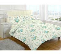 GoldStar® Olivia Floral Brushed Cotton Flannelette Thermal Duvet Cover Bedding Set, Single, Teal