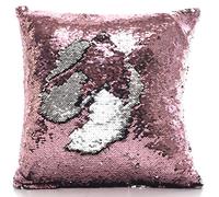GoldStar® Pink Silver Sequins Cushion Cover 2 Tone Shiny Mermaid Decorative Chenille Covers 41cm x 41cm