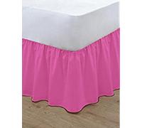 GoldStar® Poly Cotton Base Valance Frilled Plain Bed Sheets Bed Linen, Double, Fuchsia