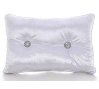 Goldstar® Rectangle Filled Diamante Cushion Sofa Chair Diamond Stitched Chenille Boudoir Cushions 12" x 18" (White)