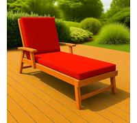 Goldstar Sunlounger Cushion Waterproof Folding Recliner Pad Outdoor Garden Beach Camping Deck Bed With Removable Zipper Cover (Red)