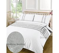 Goldstar® White King 100% Egyptian Cotton 200 Thread Lace Diamond Duvet Quilt Cover Diamante Bedding Set With Pillow Case