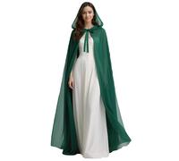 GOLDSTITCH Womens Elegant Chiffon Hooded Cape for Wedding Bridal Halloween Cosplay Black