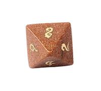 Goldstone Dice Set - Hand-Carved Gemstone Dice D4 D6 D8 D10 D12 D20 Percentile or 7PCS Polyhedral Set for DND & Tabletop RPG(D8Face)