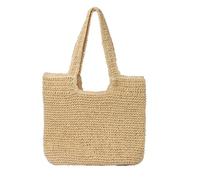 GOLDTIMO Beach Bags for Women - Summer Soft Large Woven Shoulder Purse Handbag, Beach Tote Straw Bag for Summer Vacation, Beige, L