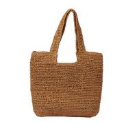 GOLDTIMO Beach Bags for Women - Summer Soft Large Woven Shoulder Purse Handbag, Beach Tote Straw Bag for Summer Vacation, Brown, L