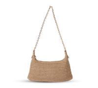 GOLDTIMO Women's Straw Woven Beach Bag Summer Vacation Shoulder Purse, Brown, S, Stylish