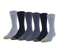 GOLDTOE Men's Hudson Crew Socks, Multipairs, Chambray/Midnight/Denim (6-Pairs), Large (Pack of 6)