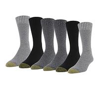 GOLDTOE Men's Hudson Crew Socks, Multipairs, Grey Marl/Black/Charcoal (6-Pairs), XL (Pack of 6)