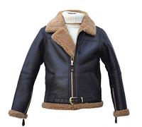 Goldtop "Battle of Britain WW2 1940 RAF 100% British Sheepskin/Shearling Flying Jacket - Aviator Flight Jacket with Brass Buckles and Dark Brown & Tan/Ginger Real Genuine Sheep Skin - 36"