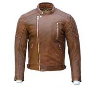 Goldtop Bobber CE AAA Approved Motorcycle Jacket - Waxed Brown | Armoured with Removable CE Knox Microlock Armour (46")