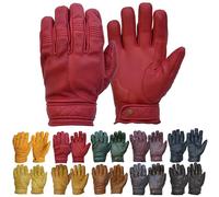 Goldtop Short Cuff Bobber Style CE APPROVED Leather Motorcycle Gloves - Imperial Red (XXL - 9.25")