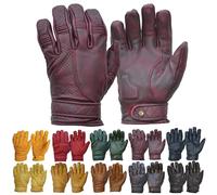 Goldtop Short Cuff Bobber Style CE APPROVED Leather Motorcycle Gloves - Oxblood (L - 8.5")