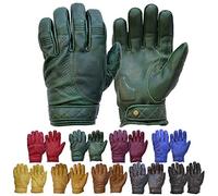 Goldtop Short Cuff Bobber Style CE APPROVED Leather Motorcycle Gloves - Racing Green (L - 8.5")