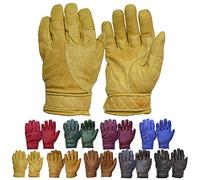 Goldtop Short Cuff Bobber Style CE APPROVED Leather Motorcycle Gloves - Waxed Tan (M - 8")