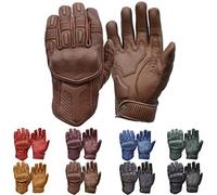 Goldtop Silk & Unlined Predator CE APPROVED Leather Motorcycle Gloves - Brown (M - 8")