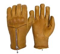 Goldtop Silk & Unlined Raptor Leather Motorcycle Gloves - Sand (L - 8.75")