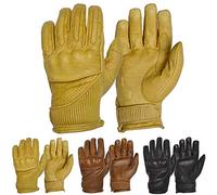 Goldtop Silk & Unlined Viceroy CE APPROVED Leather Motorcycle Gloves - Waxed Tan (M - 8")