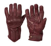 Goldtop Womens Silk & Unlined Predator CE Approved Leather Motorcycle Gloves - Burgundy (XL - 8")