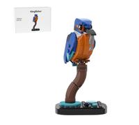 Goldtrupial Bird Clamping Blocks, Mini Building Blocks Set for Adults, Decorative Bird Model Kit, Small Gold Trupial Bird Model for Collectors and Animal Lovers (Blue & Orange)
