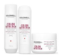 Goldwell Dual Senses Color Brilliance Extra Rich Shampoo 250ml, Conditioner, 60 Second Treatment 200ml Pack - 250 ml