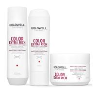 Goldwell Dual Senses Color Brilliance Extra Rich Shampoo 250Ml, Conditioner, 60 Second Treatment 200Ml Pack In Clear Clear One Size