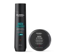 Goldwell DualSenses Men's Hair & Body Shampoo 300ml & DualSenses Texture Cream Paste 100ml Duo in Clear Goldwell Clear