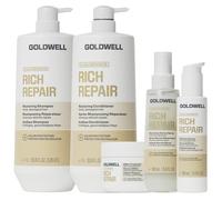 Goldwell Dualsenses Rich Repair Restoring Shampoo 1000Ml, Rich Repair Restoring Conditioner 1000Ml & 60Sec. Treatment Mask 200Ml, Restoring Serum Spray 150Ml & 6 Effects Serum 100Ml Pack