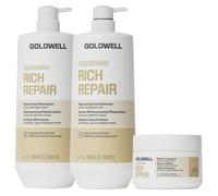 Goldwell Dualsenses Rich Repair Restoring Shampoo 1000Ml, Rich Repair Restoring Conditioner 1000Ml & Rich Repair 60Sec. Treatment Mask 200Ml Pack