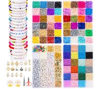 Goldwise Friendship Bracelet Kit 4 Boxes-13078 Pcs 72 Colors Bracelet Kits with Clay Beads, 7200 Pcs Glass Seed Beads and 3 Styles Letter Beads with Charms for Bracelet Making DIY Craft Gift