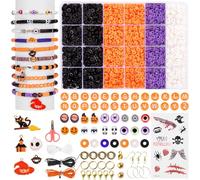 Goldwise Halloween Friendship Bracelet Kit, 2 Boxes with Clay Beads and Orange Letter Beads (A-Z), DIY Jewelry Making