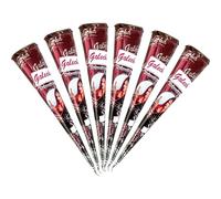Golecha 100% Natural Henna Paste Cones (Red-Brown) Pack of 6 (25g each)