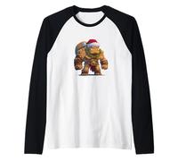 Golem Xmas Costume with Santa Claus Hat Raglan Baseball Tee