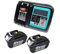 GOLEMON® 18V 5.0 Ah BL1850B Battery with Charger DC18RC Replace for Makita BL1860B BL1850 BL1840B BL1830 BL1815, Chargers DC18SF DC18RD DC18RF(Real Capacity)