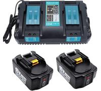 GOLEMON® 18V 5.0Ah BL1850B battery with DC18RD Charger for Makita Battery 18V LXT400 BL1830B BL1840B BL1850B BL1860B; Compatible with DC18RC DC18RA DC18SE DC18SC DC1803 DC1804 Cordless Power Tool