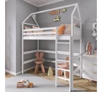 goleta wooden bunk bed without mattress and ladder in white