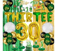 Golf 30th Birthday Decorations for Him, Dirty 30 Happy Bday Party Decoration Thirty Golf Decor Balloons Banner Cake Topper