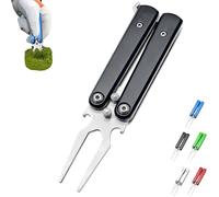 Golf Alloy Forks, Foldable Golf Course Essential with Bottle Opener, Folding Butterfly Divot Tool, Multifunctional Accessory Tools,Great Gift for Men and Women (Black)