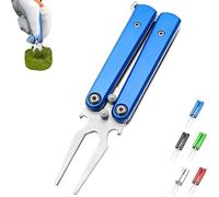 Golf Alloy Forks, Foldable Golf Course Essential with Bottle Opener, Folding Butterfly Divot Tool, Multifunctional Accessory Tools,Great Gift for Men and Women (Blue)
