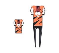 Golf and Marker Set - Alloy Golf Repair Fork | 10x3.5cm, with Marking 3x2cm | Cartoon Tiger Design Portable Golf Accessories