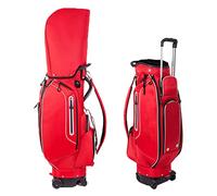 golf bag， Golf Club Cart Bags for Women/Men, Golf Transport Cart Bag with Universal Wheels/Brakes, Lightweight Trolley Carry Bag 6 Way Divider for Golf Course(Red)