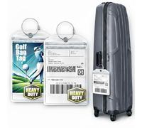 Golf Bag Luggage Tag - Extra Large 9" x 6", Waterproof Plastic Zipper Pouch, PVC Bag Tags for Golf Bag - Sealable Label Holder for Golf Bag (2)