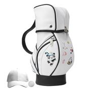 Golf Bag - Womens Mini Golf Ball Storage Bag, Cute Panda Print Bag | PU Leather Portable Panda Golf Ball Carrying Bag, Multifunctional Storage Tee Holder for Training and Practice, black, 説明