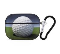 Golf Ball Airpod Pro Case AirPods 2 Case for Women Hard Shell Protective Cover with Carabiner Keychain Compatible with AirPods Case 2nd 1st Generation, Front LED Visible Black