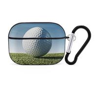 Golf Ball Airpod Pro Case AirPods 2 Case for Women Hard Shell Protective Cover with Carabiner Keychain Compatible with AirPods Case 2nd 1st Generation, Front LED Visible Black