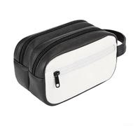 Golf Ball Bag Contoured Shape PU Leather Wrist Strap Dual-Zippered Compartments Interior Storage 24x14x13cm For Men Women Sports Course Use Black Green Blue(black)